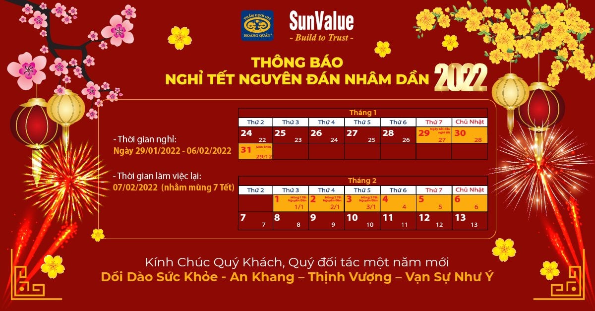 Thông báo nghỉ Tết Nguyên đán 2022