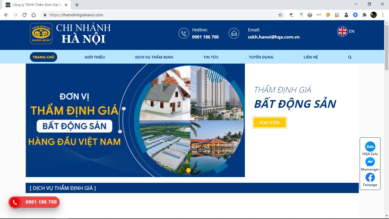 Thông báo: Thẩm định giá Hà Nội – CN Hà Nội thay đổi Website