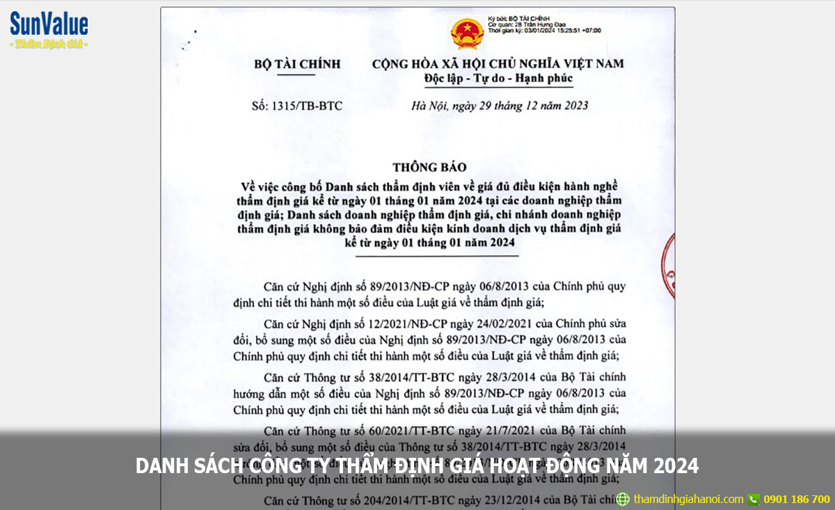 cong ty tham dinh gia 2024, doanh nghiệp thẩm định giá uy tín, danh sach cong ty tham dinh gia 2024